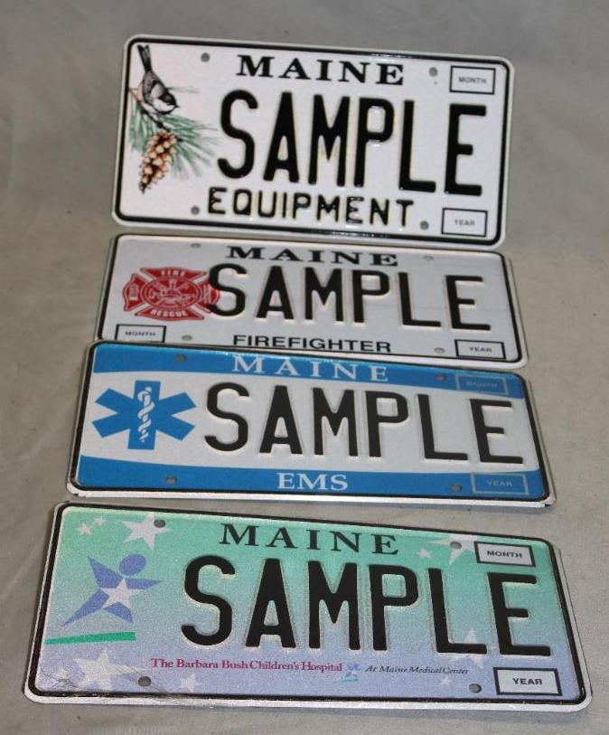 Group of 4 Maine ME Sample License Plates (1 of 4)