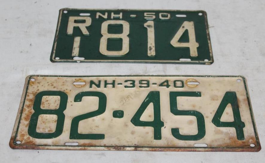Group of 2 1940 & 1950 New Hampshire NH License Plates 3 Digit (1 of 4)