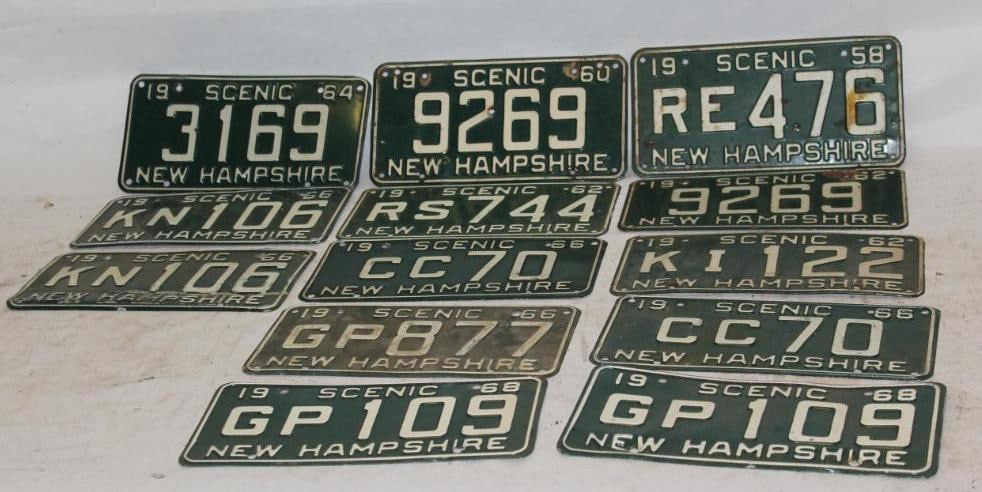 Group of 13 1960's New Hampshire NH License Plates Green Scenic (1 of 6)
