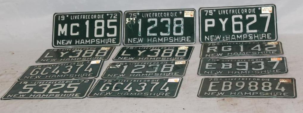 Group of 12 1970's New Hampshire NH License Plates "Live Free or Die" (1 of 5)