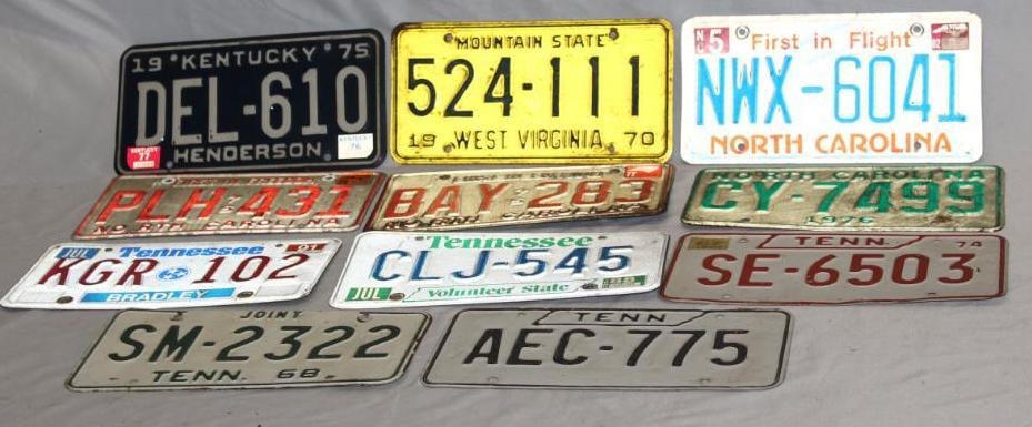 Group of 11 Tenessee, North Carolina, West Virginia, Kentucky License Plates (1 of 6)