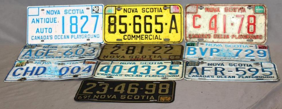 Group of 10 1960's-1980's Nova Scotia Canada License Plates (1 of 5)