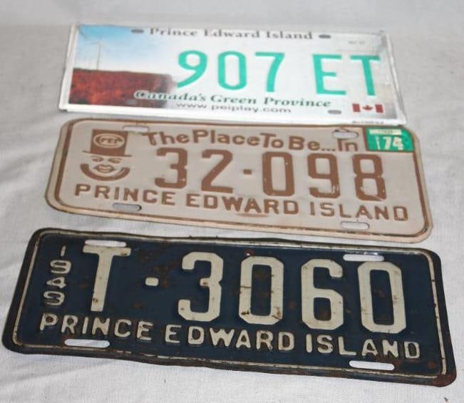 Group of 3 Prince Edward Island Canada License Plates; 1949, 1973 (1 of 5)