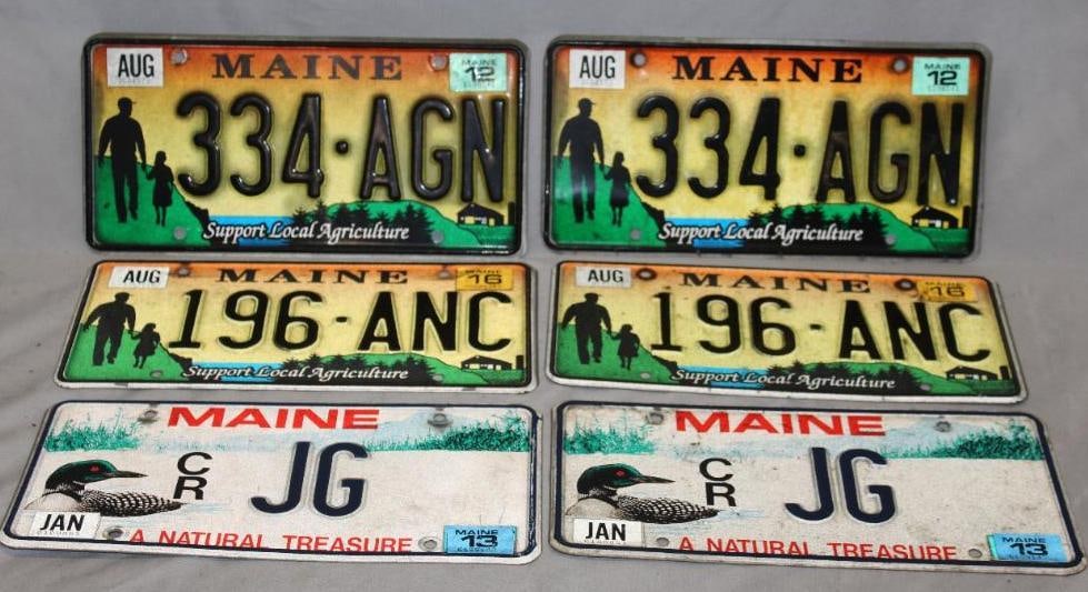 Group of 6 Maine License Plates Natural Treasure, Support Local Agriculture, Vanity (1 of 4)