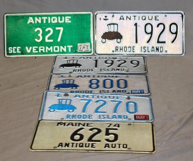 Group of 6 Rhode Island, Vermont, Maine Antique Automobile License Plates (1 of 5)