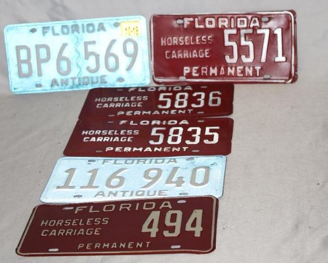Group of 6 Florida FL Antique Automobile License Plates (1 of 5)