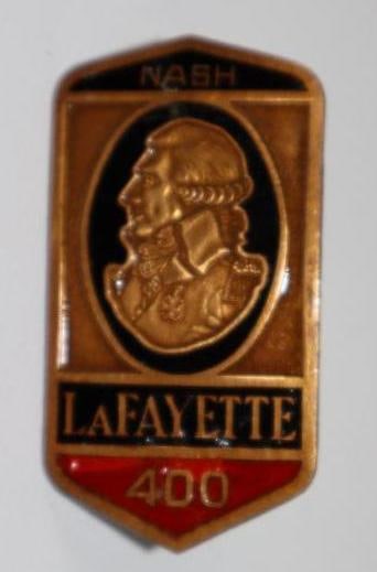 1936-1937 Nash Motor Car Co Lafayette 400 Radiator & Trunk Emblem Badge: cloisonne, 2.25" x 1.25"