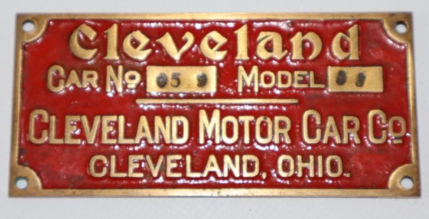 1904-1909 Brass Cleveland Motor Car Co Serial Data Tag (1 of 2)