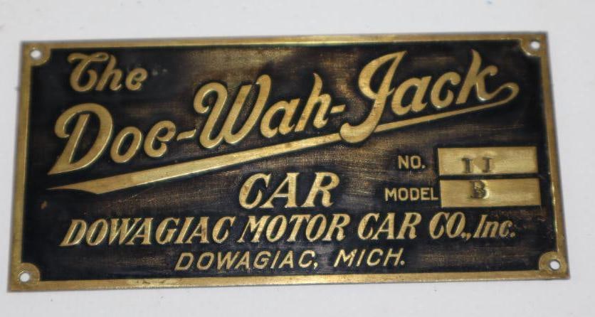 1909 Brass Doe-Wah-Jack Motor Car Co Serial Data Tag (1 of 2)