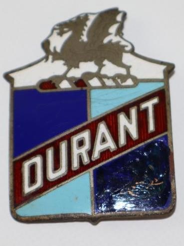 1922-1926 Durant Motor Car Co Radiator Emblem Badge: cloisonne, has touch ups, 1.75" x 2.5"