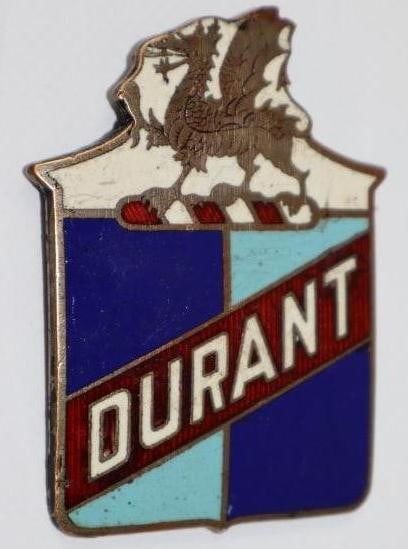 1922-1926 Durant Motor Car Co Radiator Emblem Badge: cloisonne, 1.75" x 2.5"