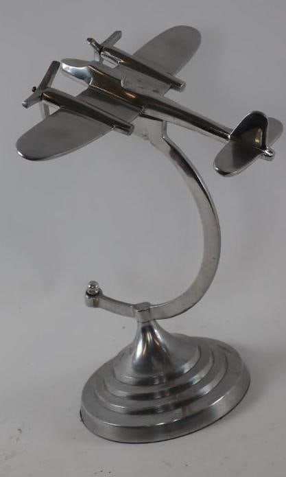 Stylized Prop Airplane Figural Desk Globe Holder: 16" x 9" x 12"