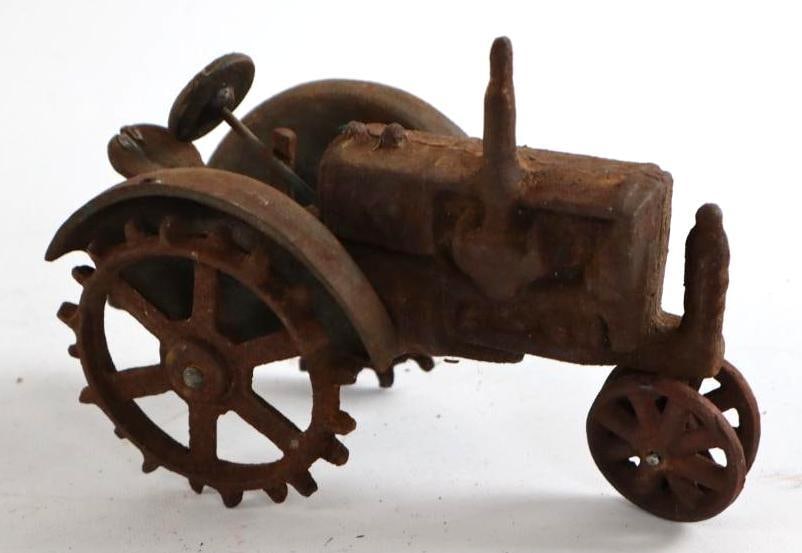 Cast Iron Tractor Toy: Replaced Front Axle; 7" x 4" x 5"