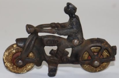 Cast Iron Toy Motorcycle Cop (1 of 3)