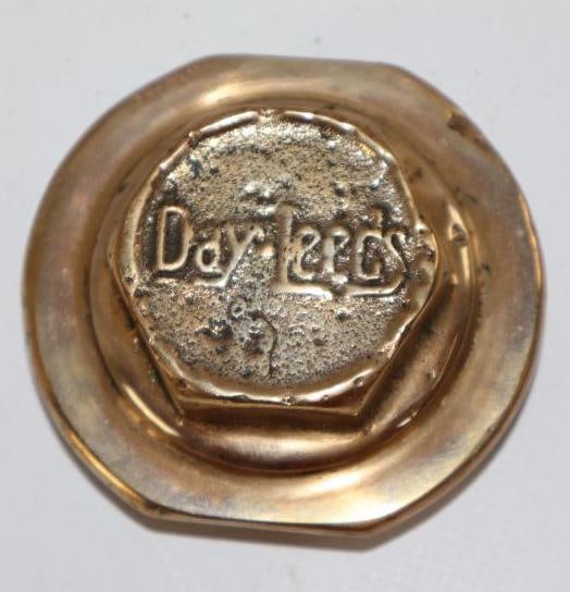 Day Leeds Brass Automobile Threaded Hubcap: 1.75" diameter