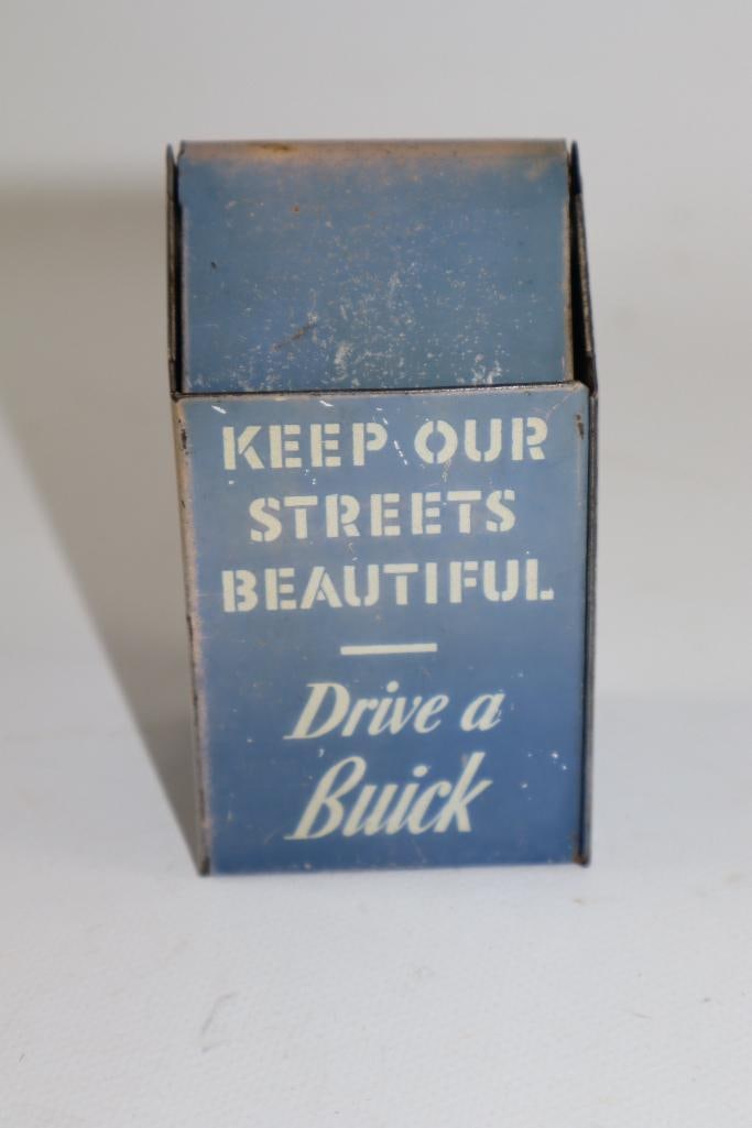 "Keep Our Streets Beautiful, Drive a Buick" Advertising Trash Can: 2" x 3.25" x 2"