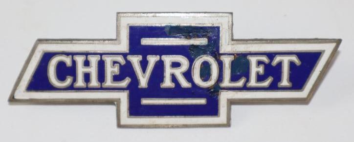 1920's Chevrolet Motor Car Co Radiator Emblem Badge: cloisonne, 4" x 1.5"