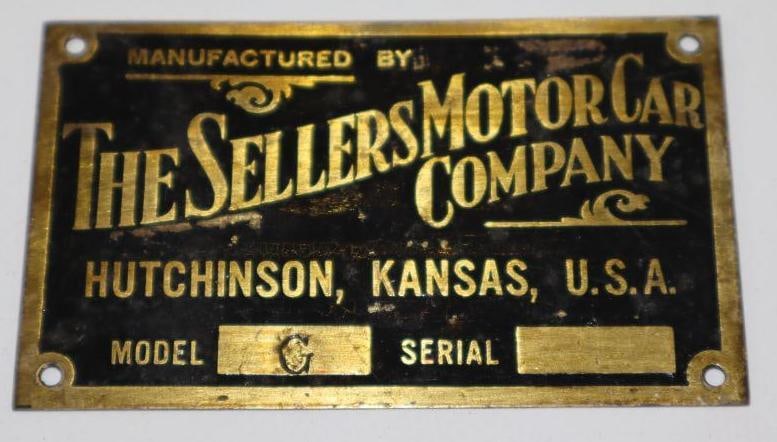 1910 Brass The Sellers Motor Car Co Serial Data Tag (1 of 2)