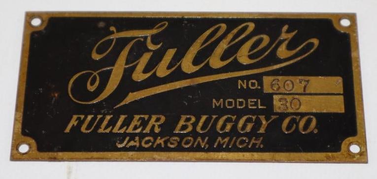 1909-1910 Fuller Buggy Co Serial Data Tag (1 of 2)