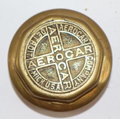 Aerocar Brass Automobile Threaded Hubcap: 2.75" diameter