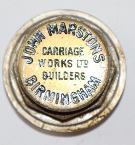 John Marstons Carriage Works Brass Automobile Threaded Hubcap (1 of 2)
