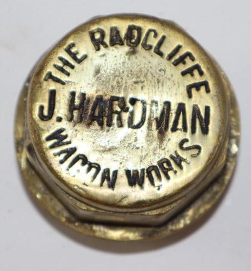J. Hardman The Radcliffe Wagonworks Brass Automobile Threaded Hubcap: 2.25"