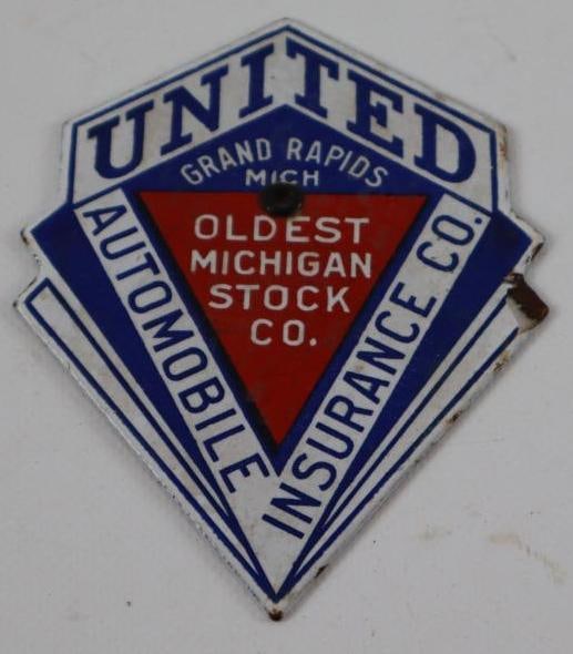 United Automobile Insurance Co of Grand Rapids Michigan Porcelain Radiator Emblem Badge (1 of 2)