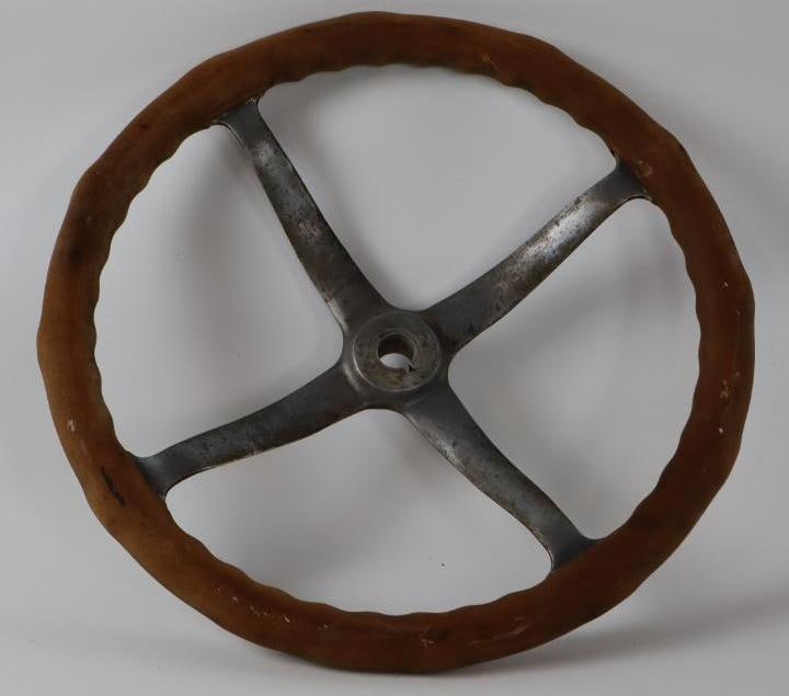 1910's-1920's 4 Spoke Wood Rim Steering Wheel (1 of 2)