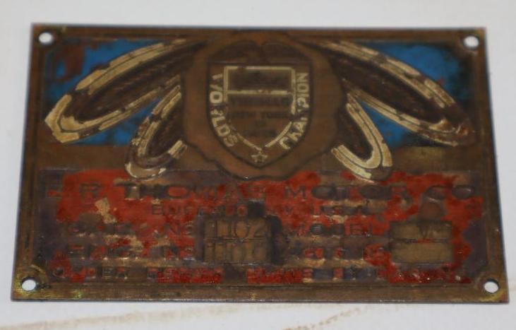 1903-1918 E.R. Thomas Motor Co Serial Data Tag (1 of 2)