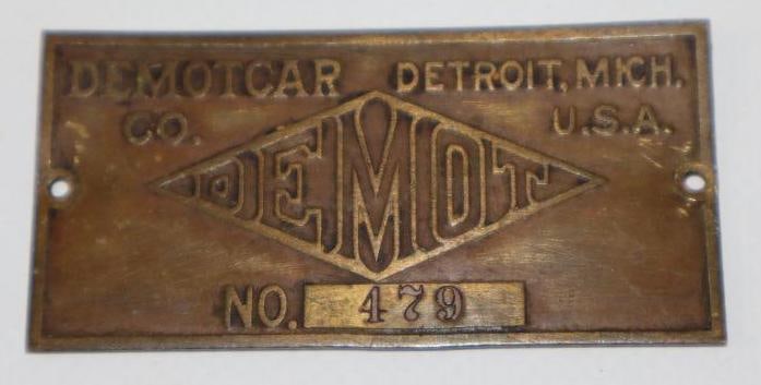1909 Brass Demot Car Co Serial Data Tag (1 of 2)