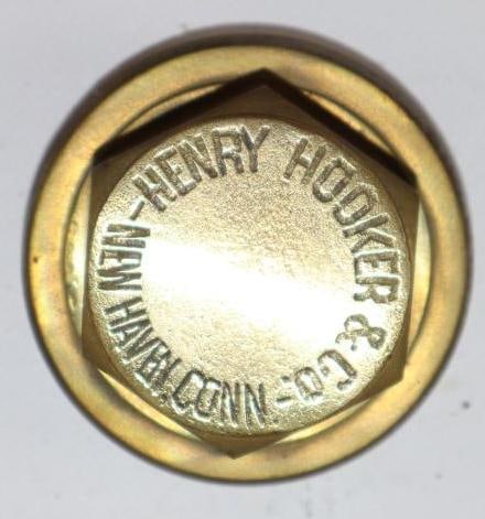 Henry Hooker & Co Brass Automobile Threaded Hubcap: 1.25" diameter