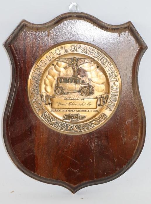 1927 Chevrolet Quota Achievement Award Plaque (1 of 3)