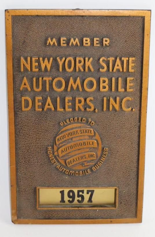 1957 New York State Automobile Dealers Member Plaque (1 of 2)