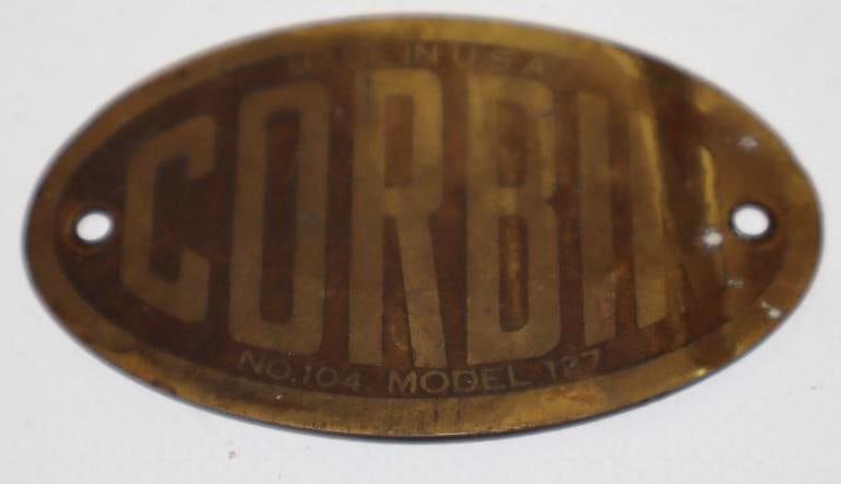 1905-1909 Corbin Model 127 Serial Data Tag (1 of 2)