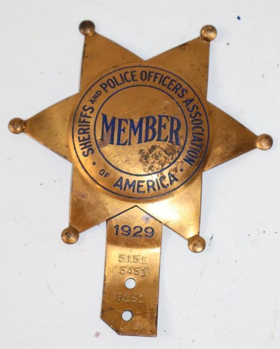 Police and Sheriffs Association of America Member 1929 License Plate Topper: 4.75" x 6"