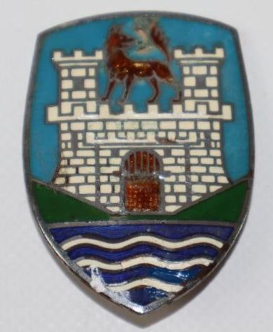 1953-1959 Volkswagen Beetle Type 1 Radiator Emblem Badge: cloisonne, 2.25" x 1.5"