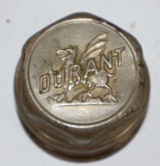 Durant Automobile Threaded Hubcap: 2.5" diameter