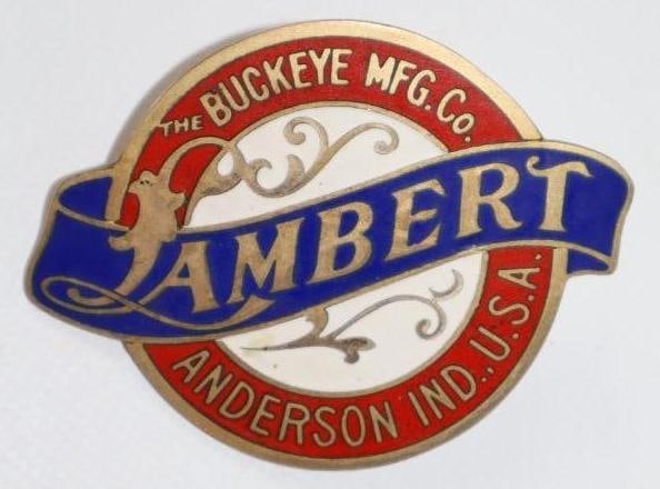 1912-1917 Lambert Buckeye Mfg. Co. Radiator Emblem Badge: cloisonne, this is a high quality reproduction, 3" x 2.25"