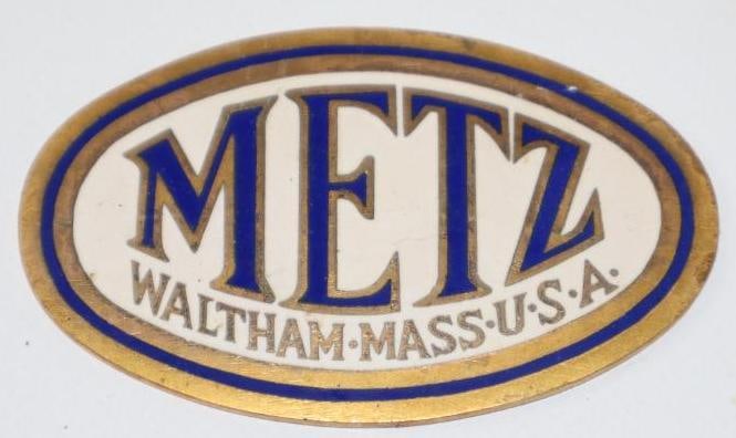 1913-1917 Metz Motor Car Co Radiator Emblem Badge: cloisonne, this is a high quality reproduction, 3" x 1.75"