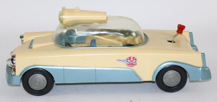 1950's Ideal Bubbletop Talking Special Agent Police Car: complete with siren and accessories, 15"