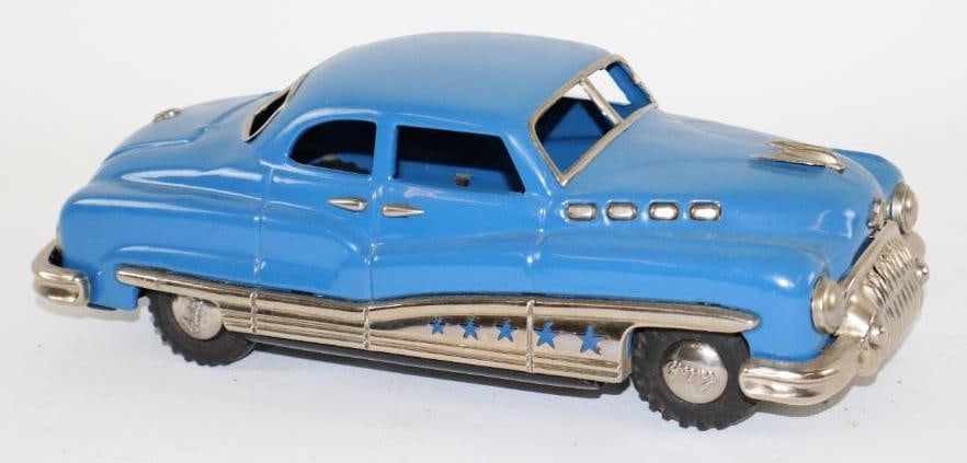 1940's-1950's Blue Buick Sedan Friction Tin Toy Car from Japan (1 of 3)