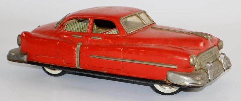 1950's Red Cadillac Sedan Friction Tin Toy Car from Japan (1 of 3)