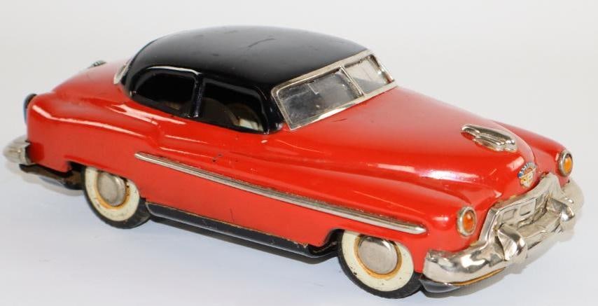 1950's Red Cadillac Coupe Friction Tin Toy Car from Japan (1 of 3)