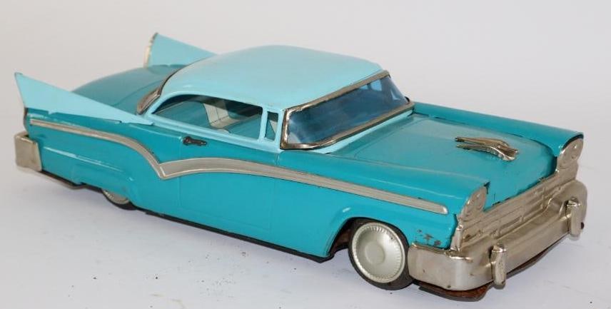 1950's Ever New Toy & Co. Two Toned Turquoise Buick Coupe Friction Tin Toy Car from Japan (1 of 3)