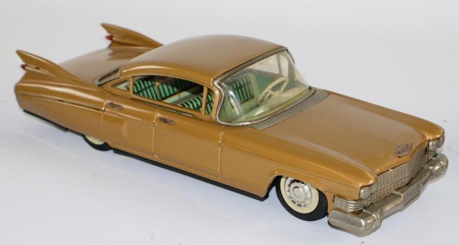1960's Bandai Gold Cadillac Sedan Friction Tin Toy Car from Japan (1 of 3)
