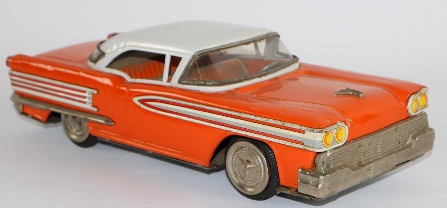 1950's Asahi Toy Co Mercedes Coupe Friction Tin Toy Car from Japan (1 of 3)