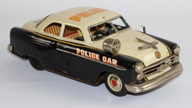1950's-1960's Marusan Toys Police Car #1 Friction Litho Tin Toy Car from Japan (1 of 3)
