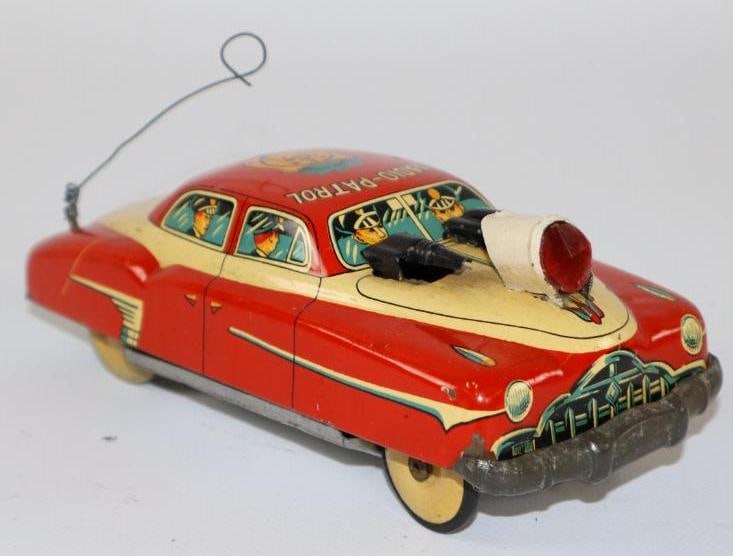 1940's-1950's Sedan Radio Patrol Police Friction Litho Tin Toy Car from Japan (1 of 3)