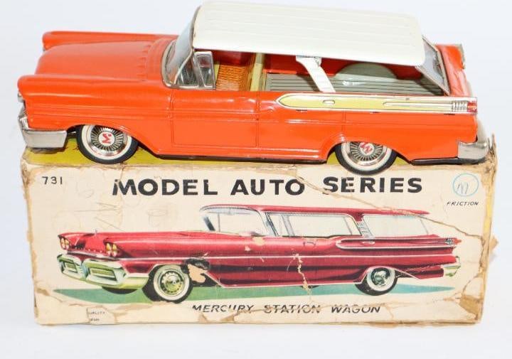 1950's Mercury Stationwagon Friction Tin Toy Car w/ Box (1 of 3)