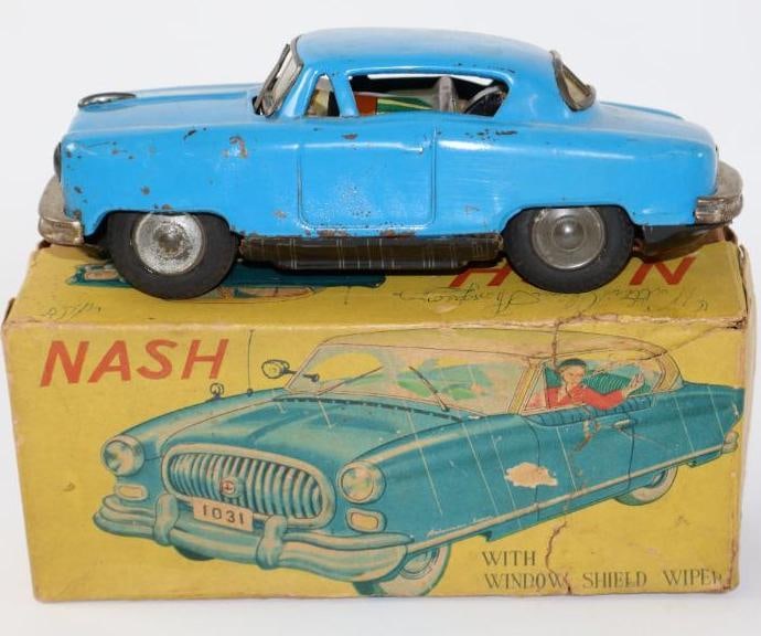 1950's Miyazawa Nash Sedan Friction Tin Toy Car w/ Box: 8"
